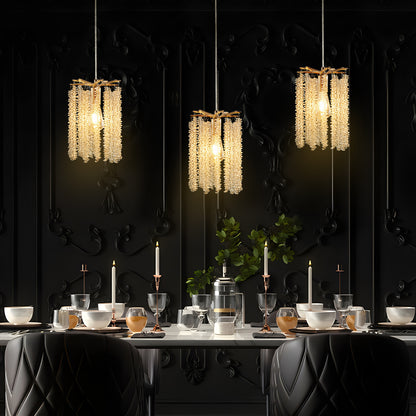 Gold Waterfall Crystal Pendant Chandelier, Set of 3