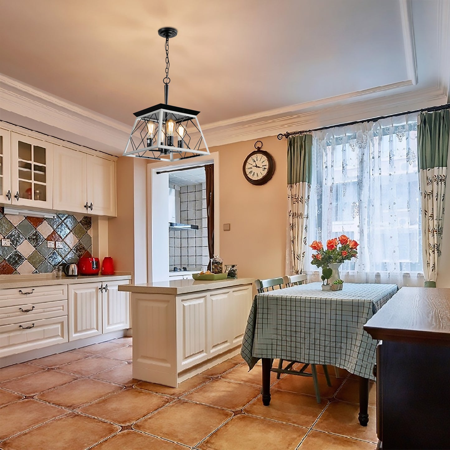 4-Light White Farmhouse Chandelier - view 2