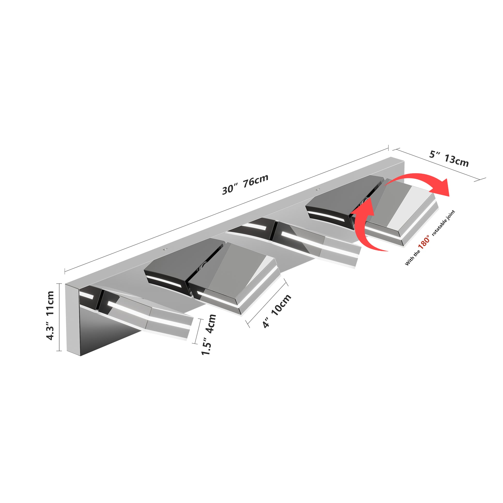 4-Light Modern Chrome LED Vanity Wall Light - view 8