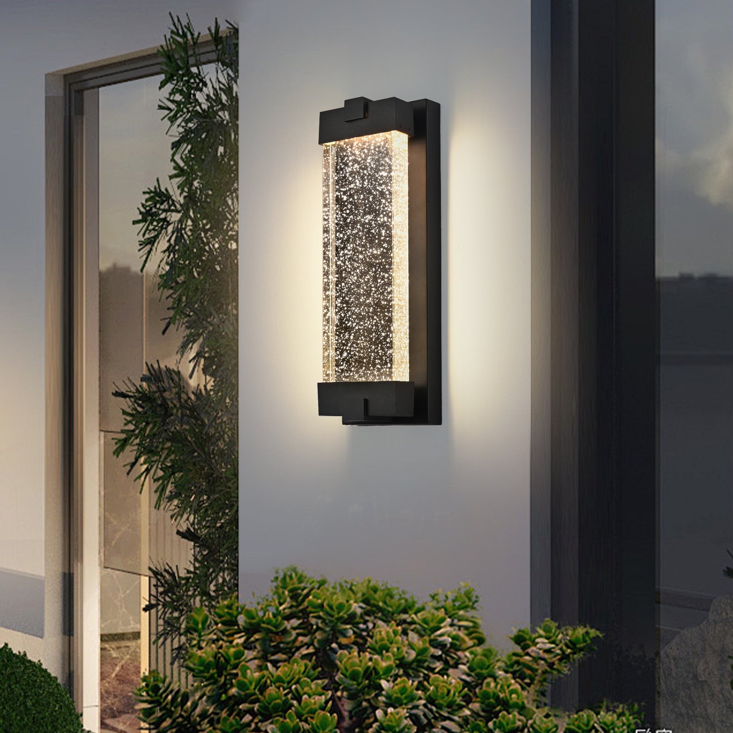 Black Bubble Crystal LED Outdoor Wall Light, 19"H - view 4