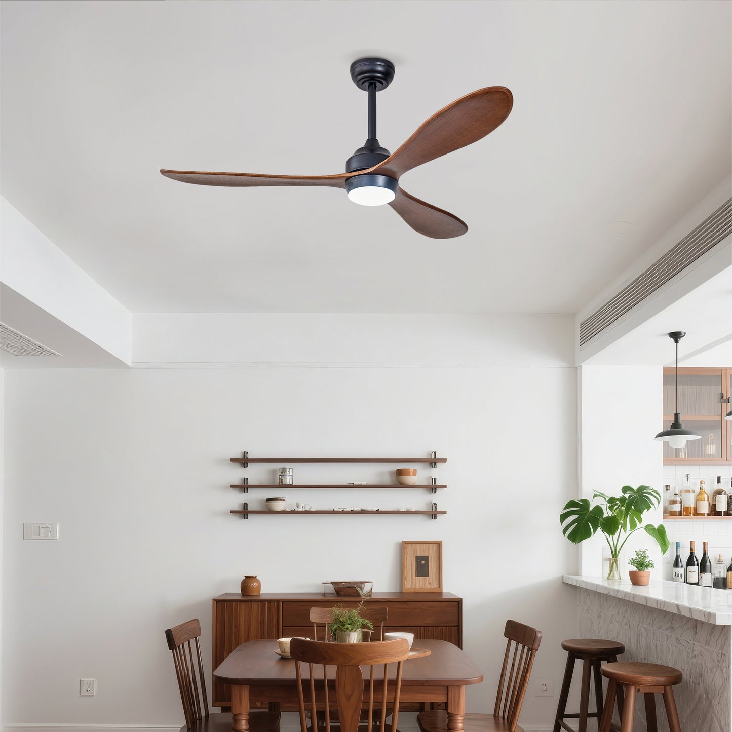 52" Black Reversible Ceiling Fan with Light - view 4