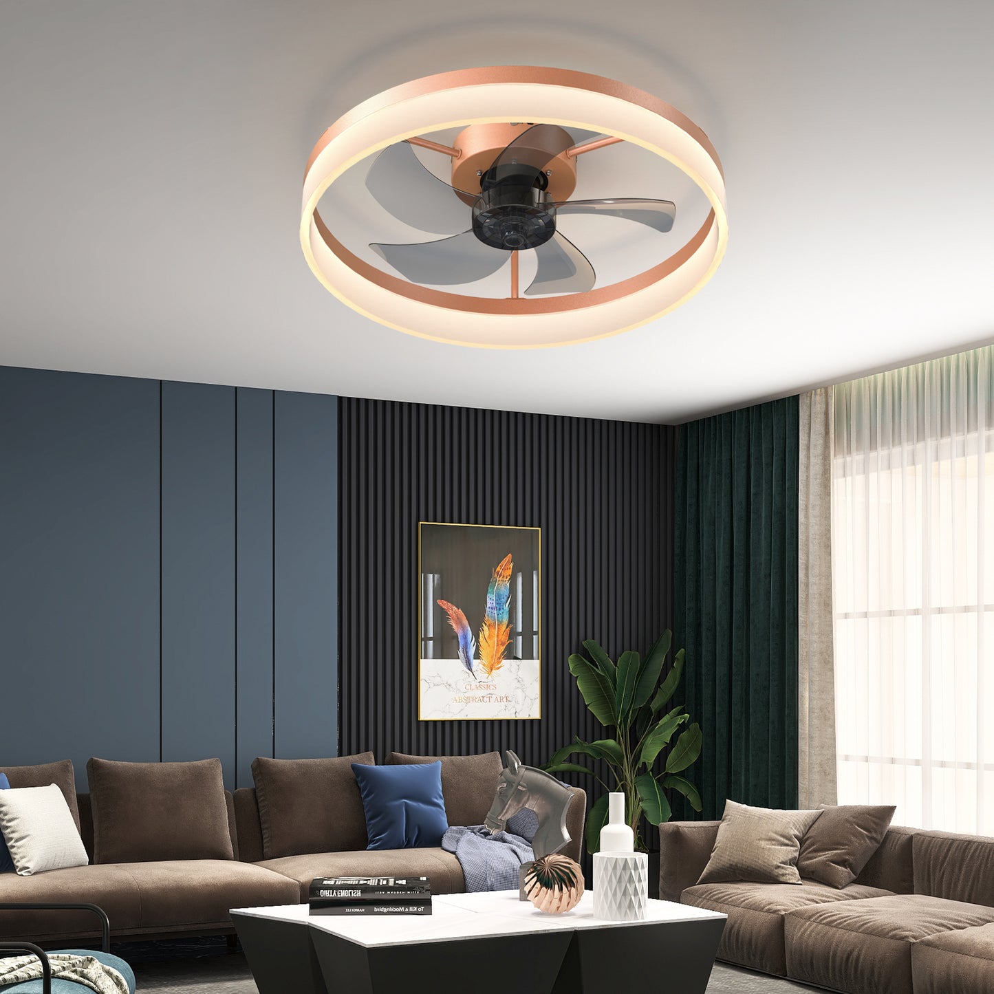 Rose Gold Iron Fan Light