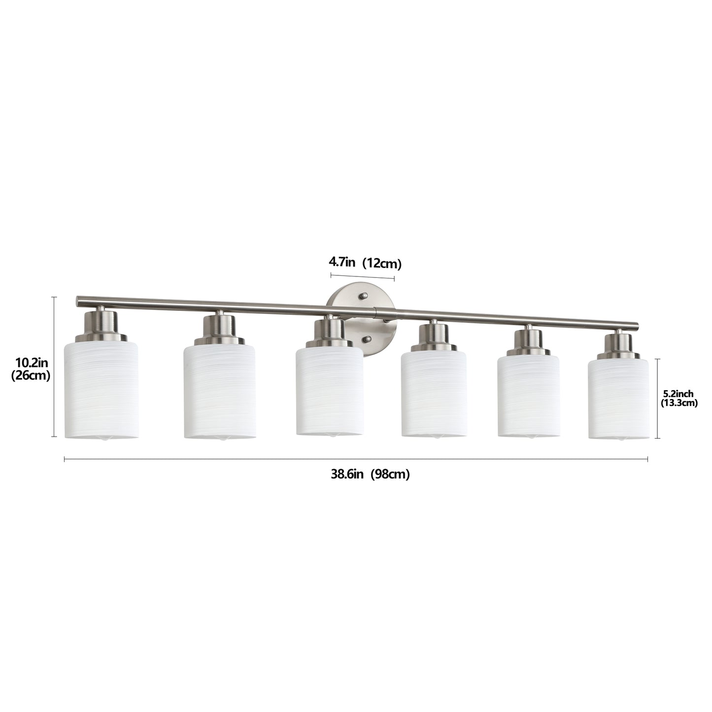 39" 6-Light Brushed Nickel Vanity Light with Frosted Glass - view 8