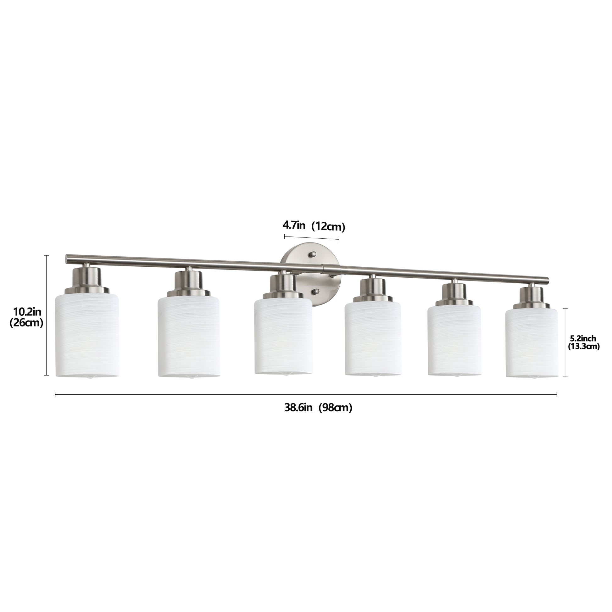 39" 6-Light Brushed Nickel Vanity Light with Frosted Glass - view 8