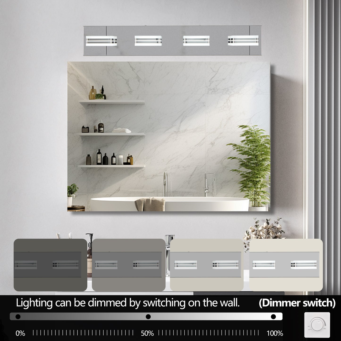 26" 4-Light Chrome LED Vanity Wall Light - view 4