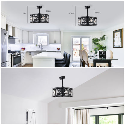 20" Matte Black Industrial Ceiling Fan with Remote - view 5