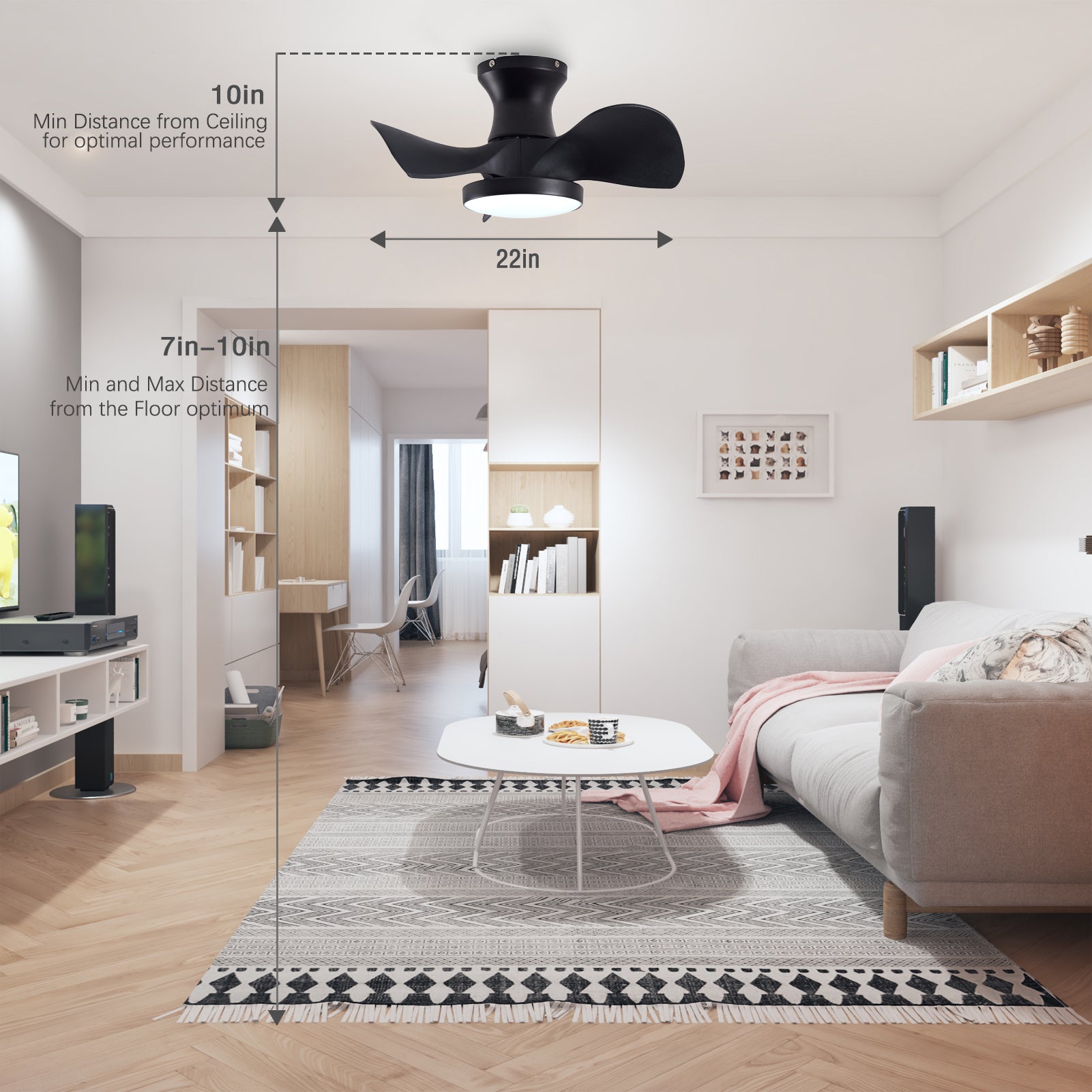 Matte Black Ceiling Fan with Light & Remote - view 5
