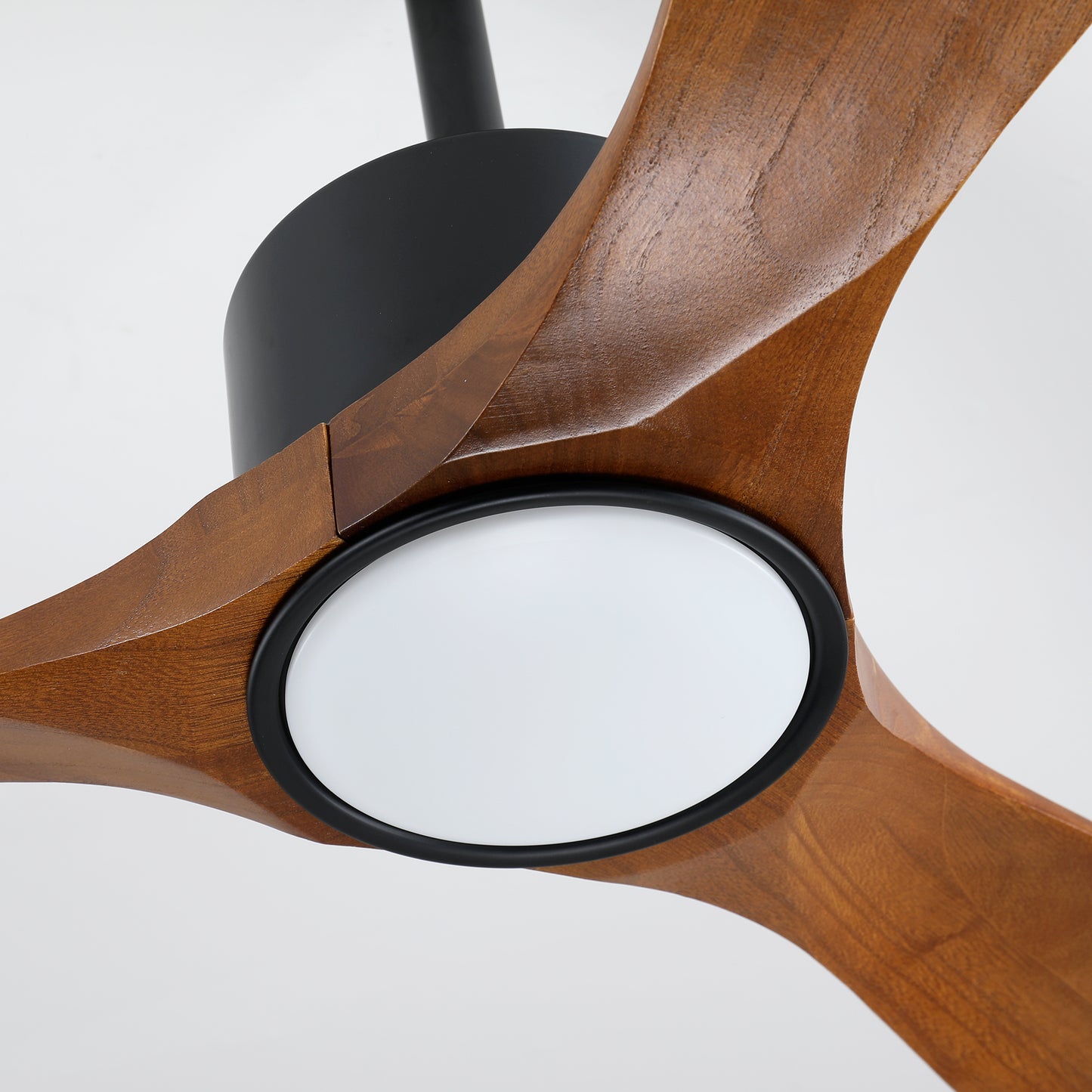 52" Matte Black Solid Wood Ceiling Fan with Dimmable LED - view 14