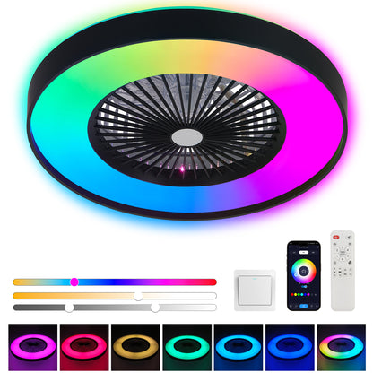 23" Black Smart Ceiling Fan with RGB LED - view 5