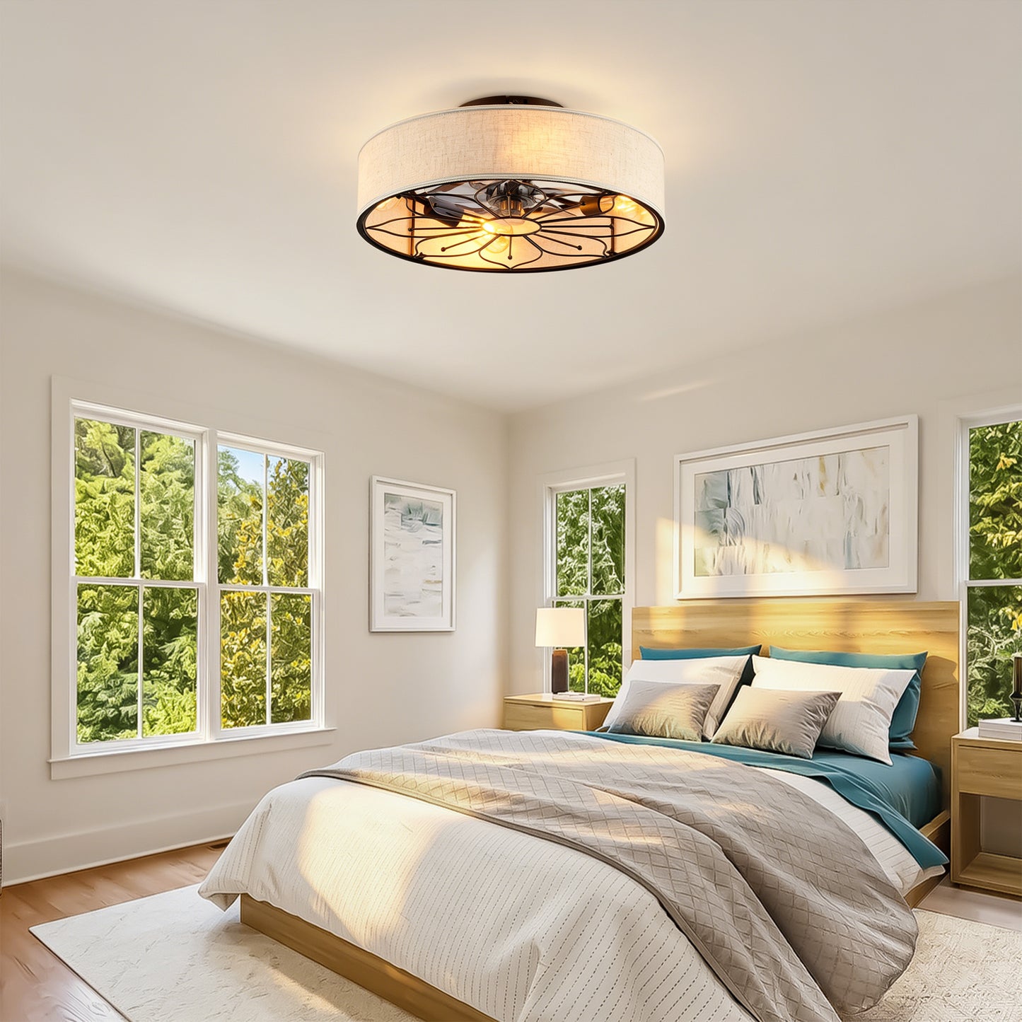 20" Lotus Fabric Bladeless Ceiling Fan with Remote - view 5