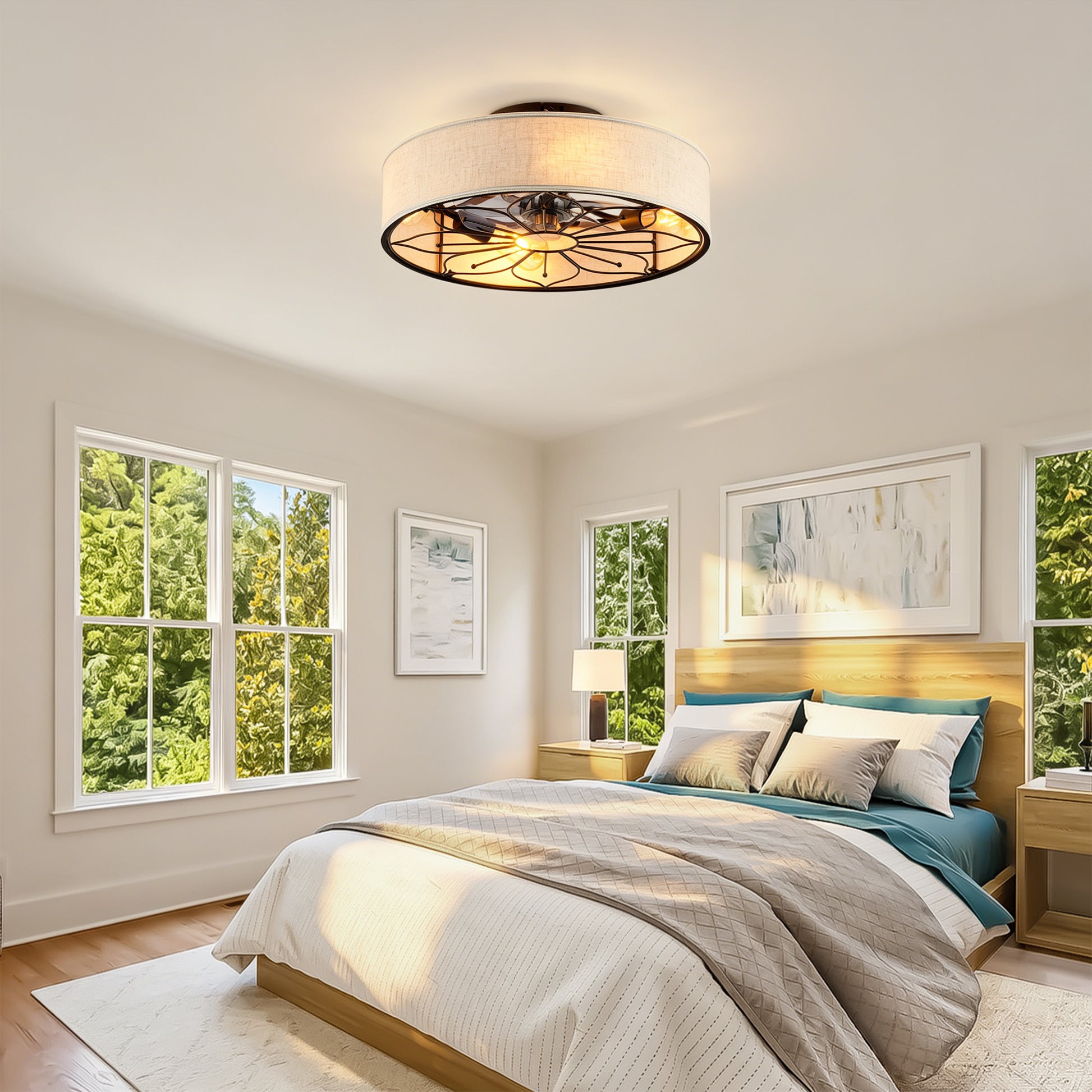 20" Lotus Fabric Bladeless Ceiling Fan with Remote - view 5