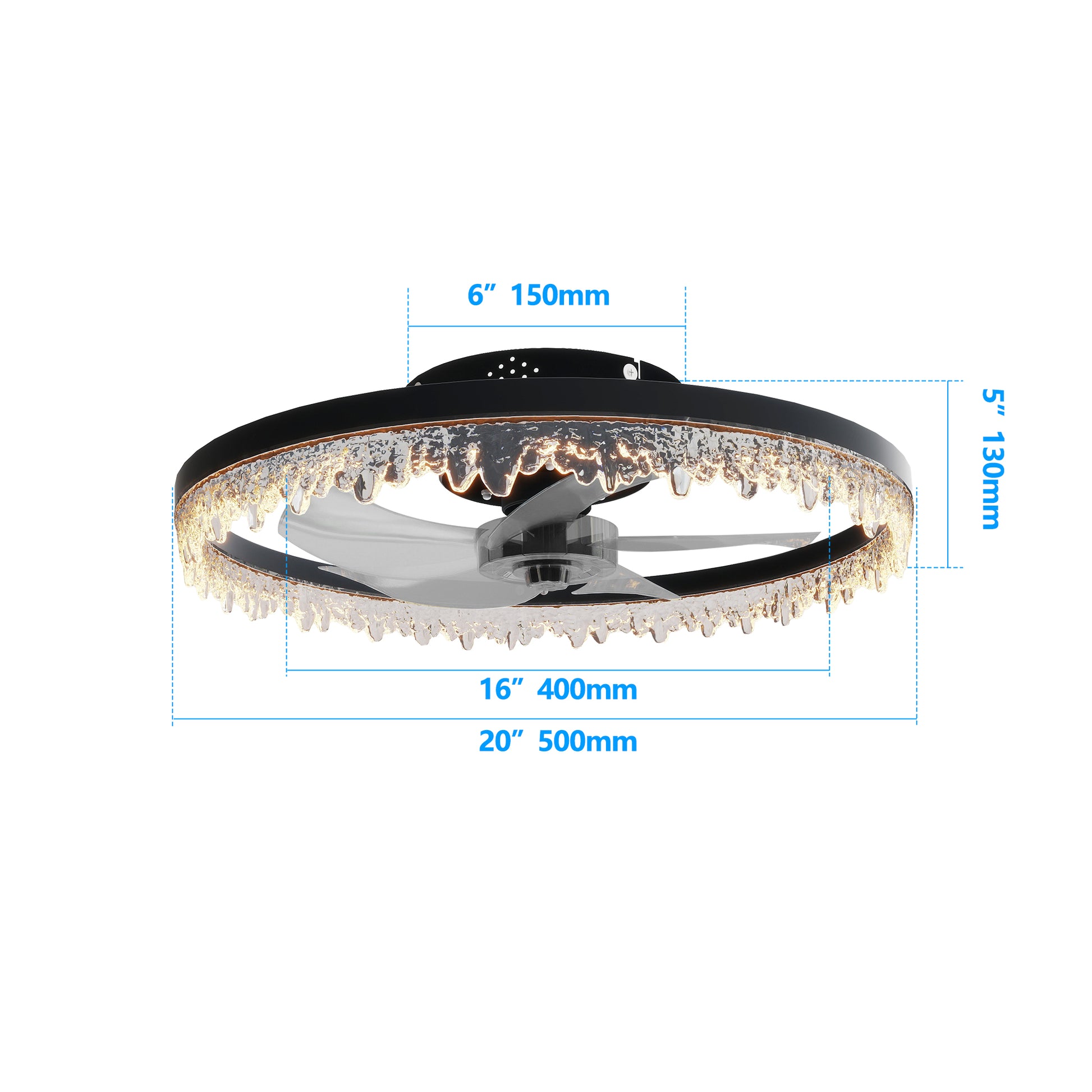 20" Black Flush Mount Ceiling Fan with Dimmable LED - view 8