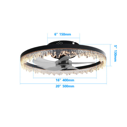 20" Black Flush Mount Ceiling Fan with Dimmable LED - view 8