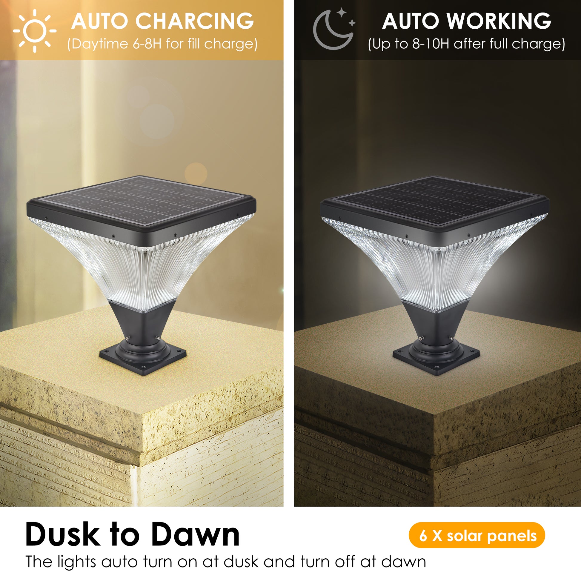 15" Black LED Outdoor Post Light with Remote - view 6