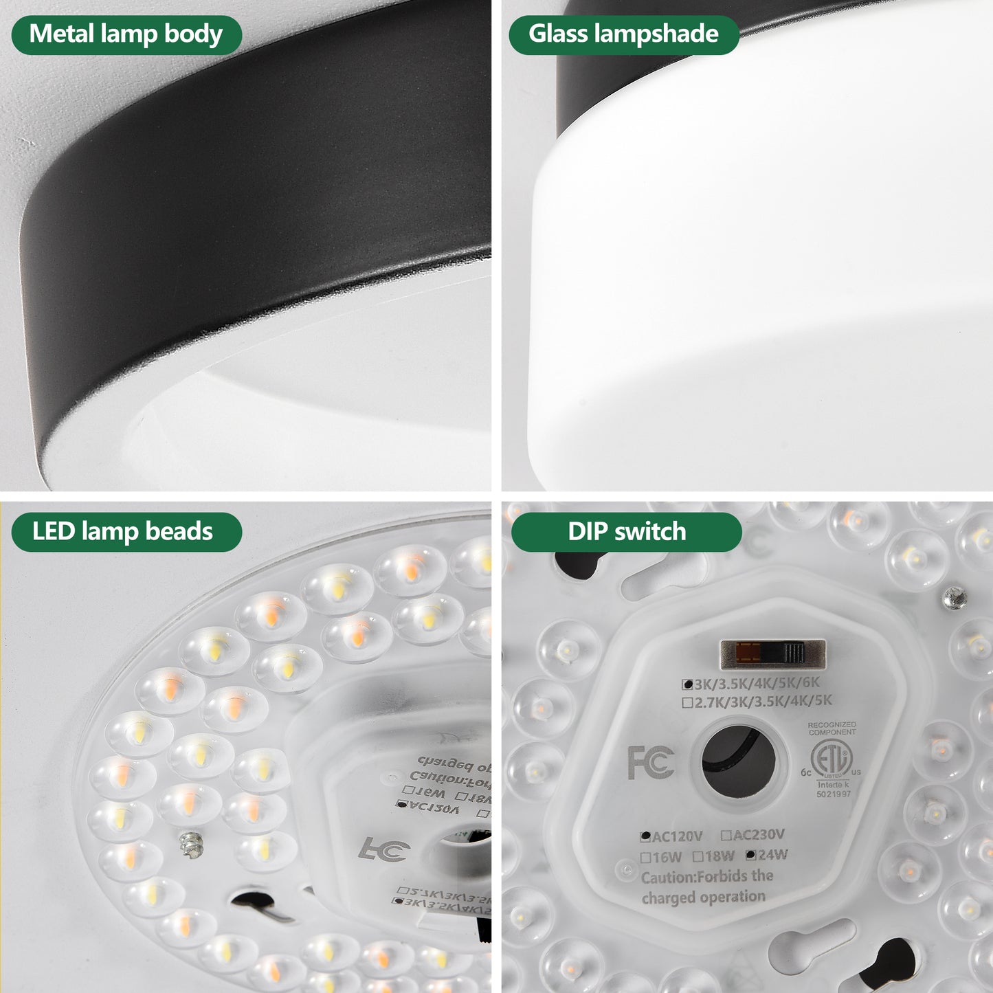 12" Black Round LED Flush Mount Ceiling Light - view 7