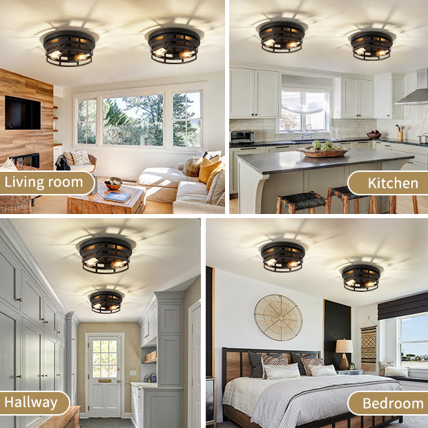 11" 2-Light Black Flush Mount Ceiling Light, Set of 2 - view 3