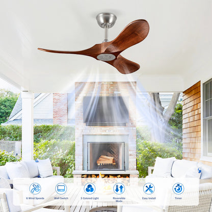 36" Satin Nickel Walnut Wood Ceiling Fan with Remote - view 11