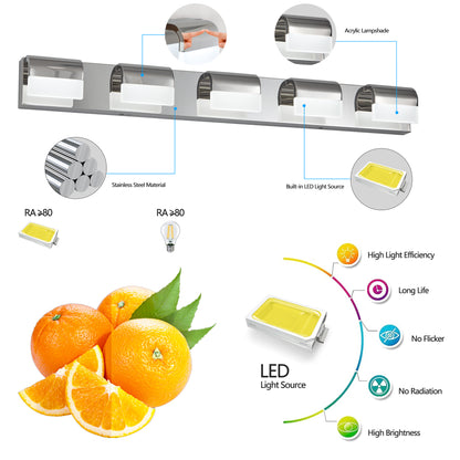 5-Light Chrome LED Bathroom Vanity Light - view 7