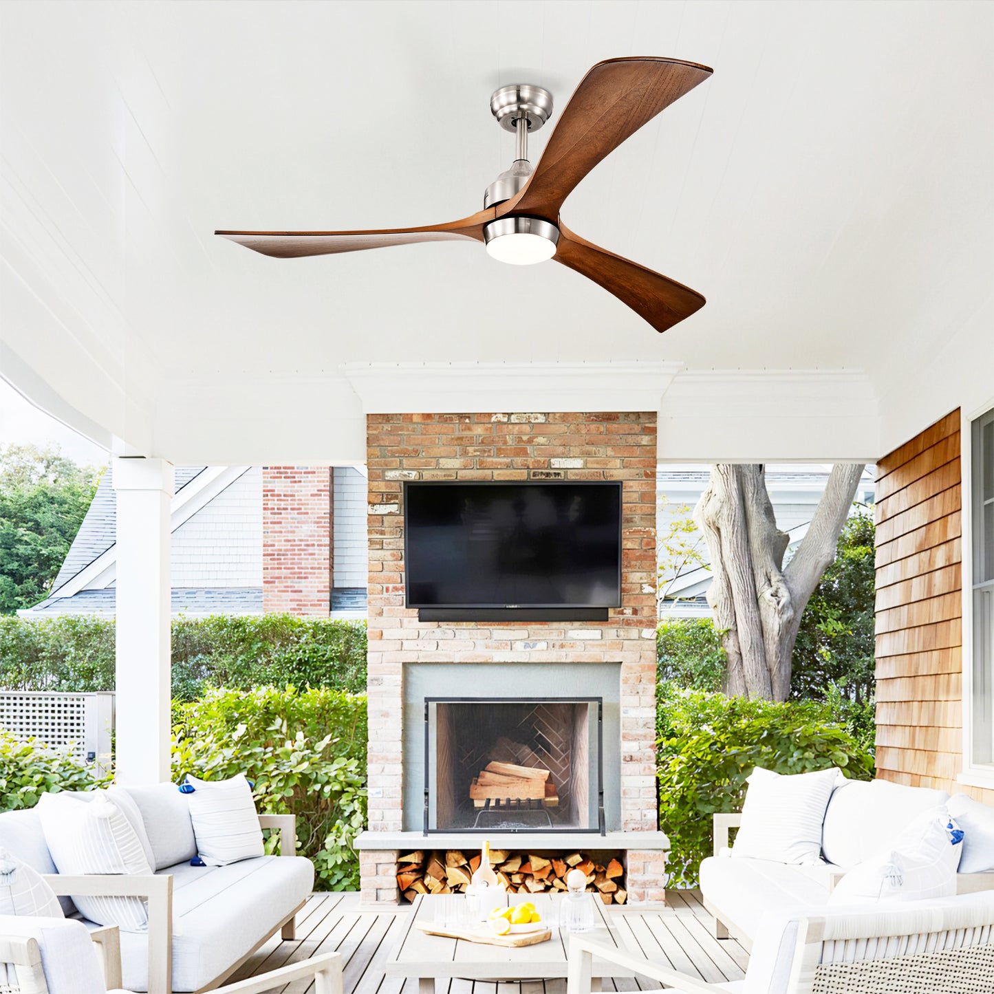 52" Satin Nickel Solid Wood Ceiling Fan with Remote - view 5