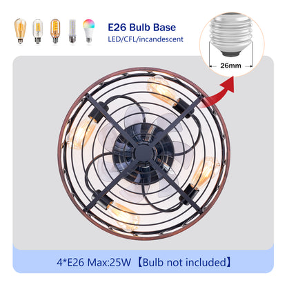 20" Matte Black Caged Ceiling Fan with Remote - view 8