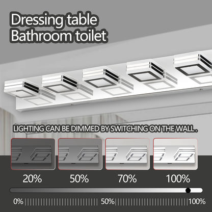 39" 6-Light Chrome LED Vanity Light with Acrylic Shades - view 7