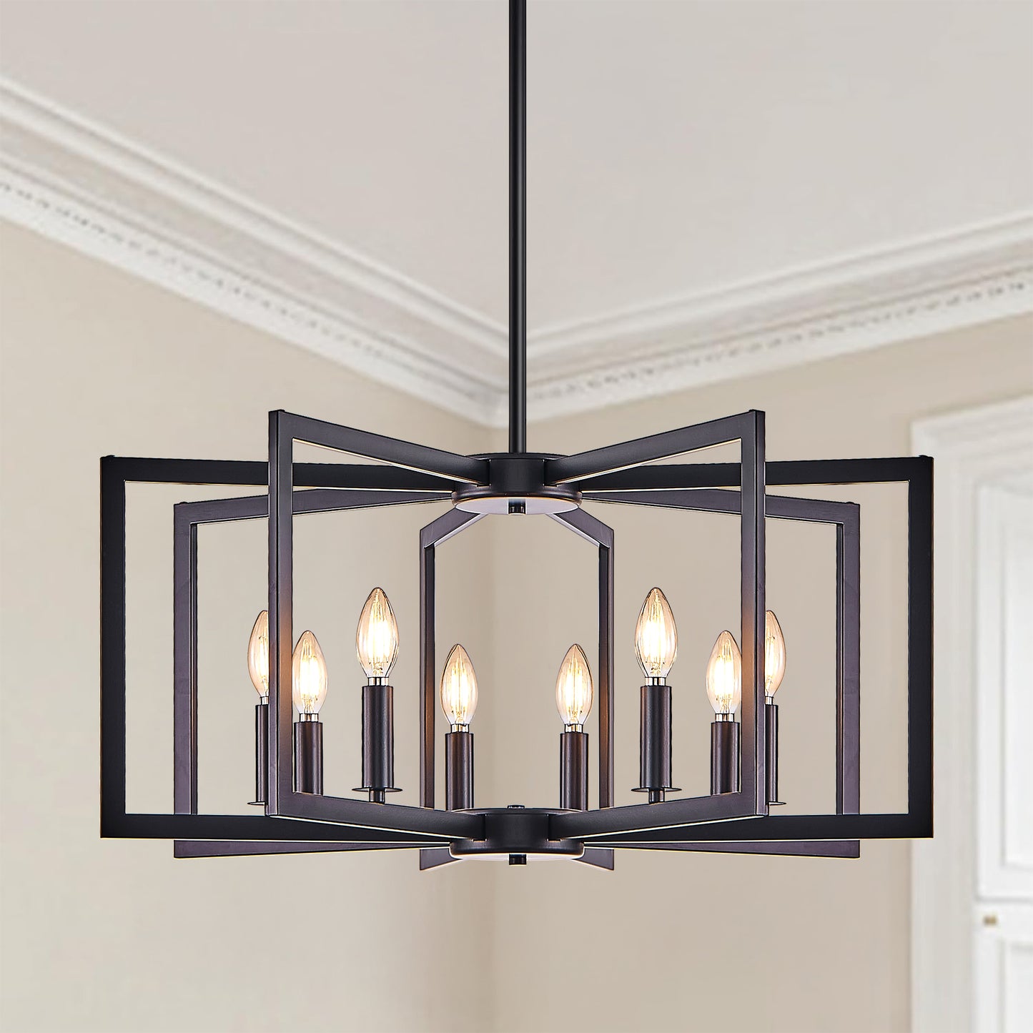 27" 8-Light Black Geometric Chandelier - view 2