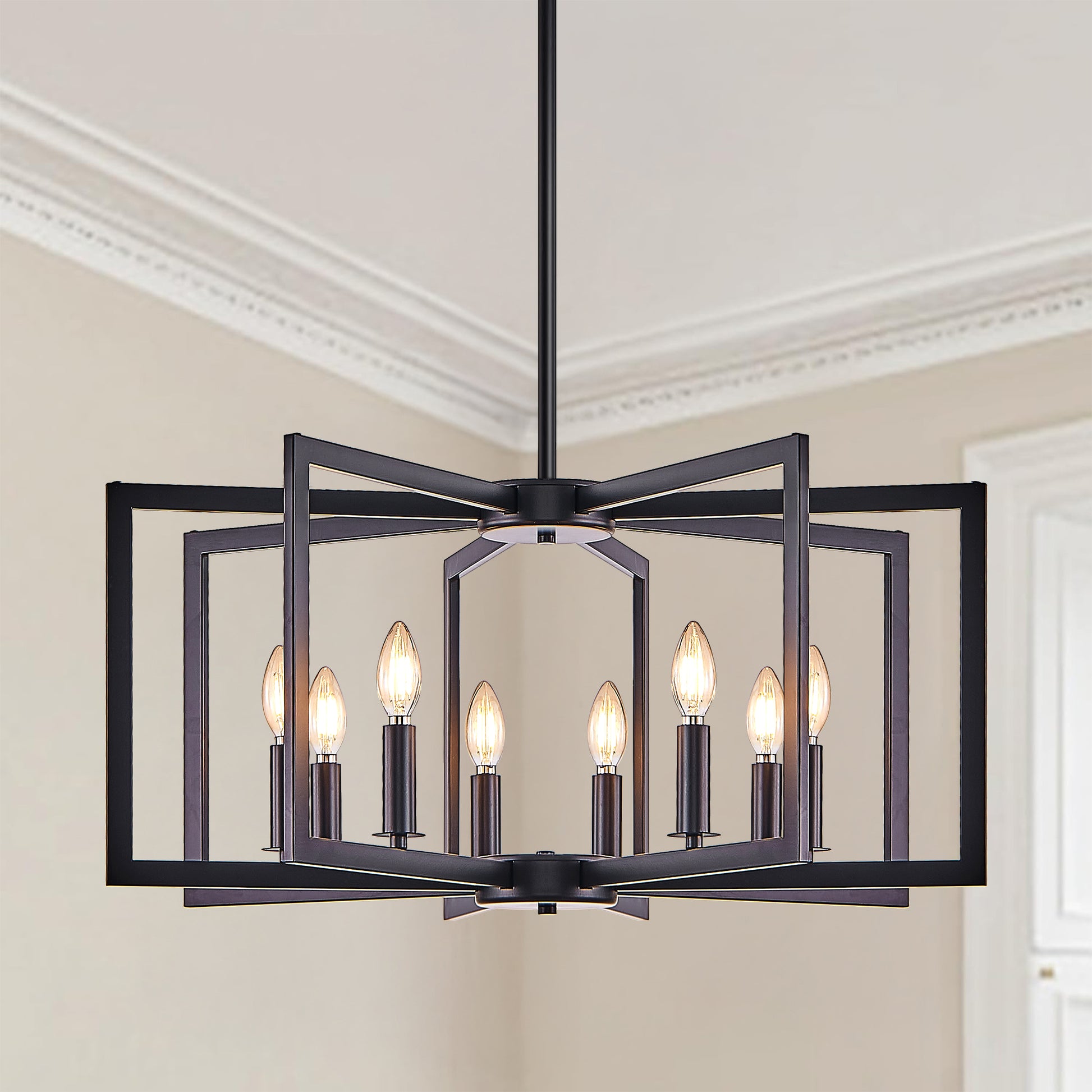 27" 8-Light Black Geometric Chandelier - view 2