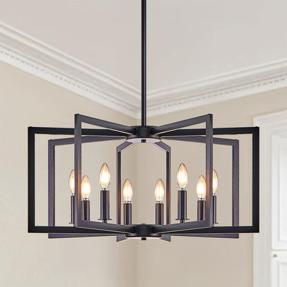 27" 8-Light Black Geometric Chandelier - view 2