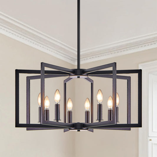 27" 8-Light Black Geometric Chandelier - view 2