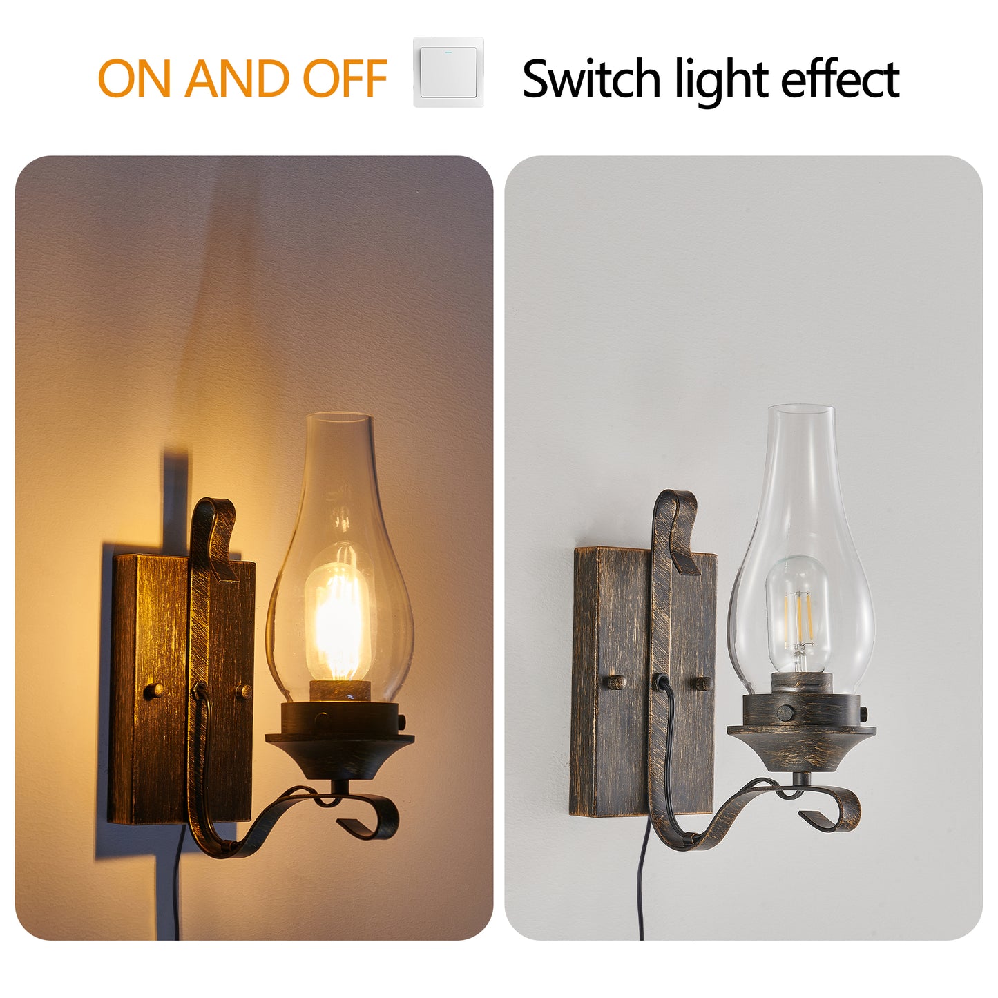 Black & Gold Farmhouse Plug-In Wall Sconce, Set of 2 - view 6