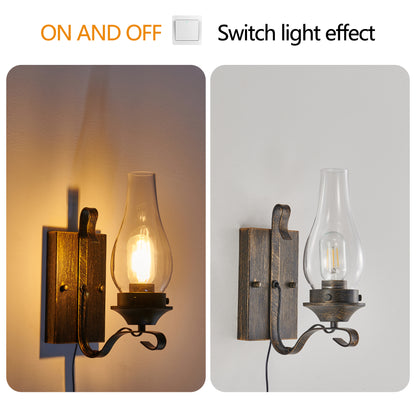 Black & Gold Farmhouse Plug-In Wall Sconce, Set of 2 - view 6