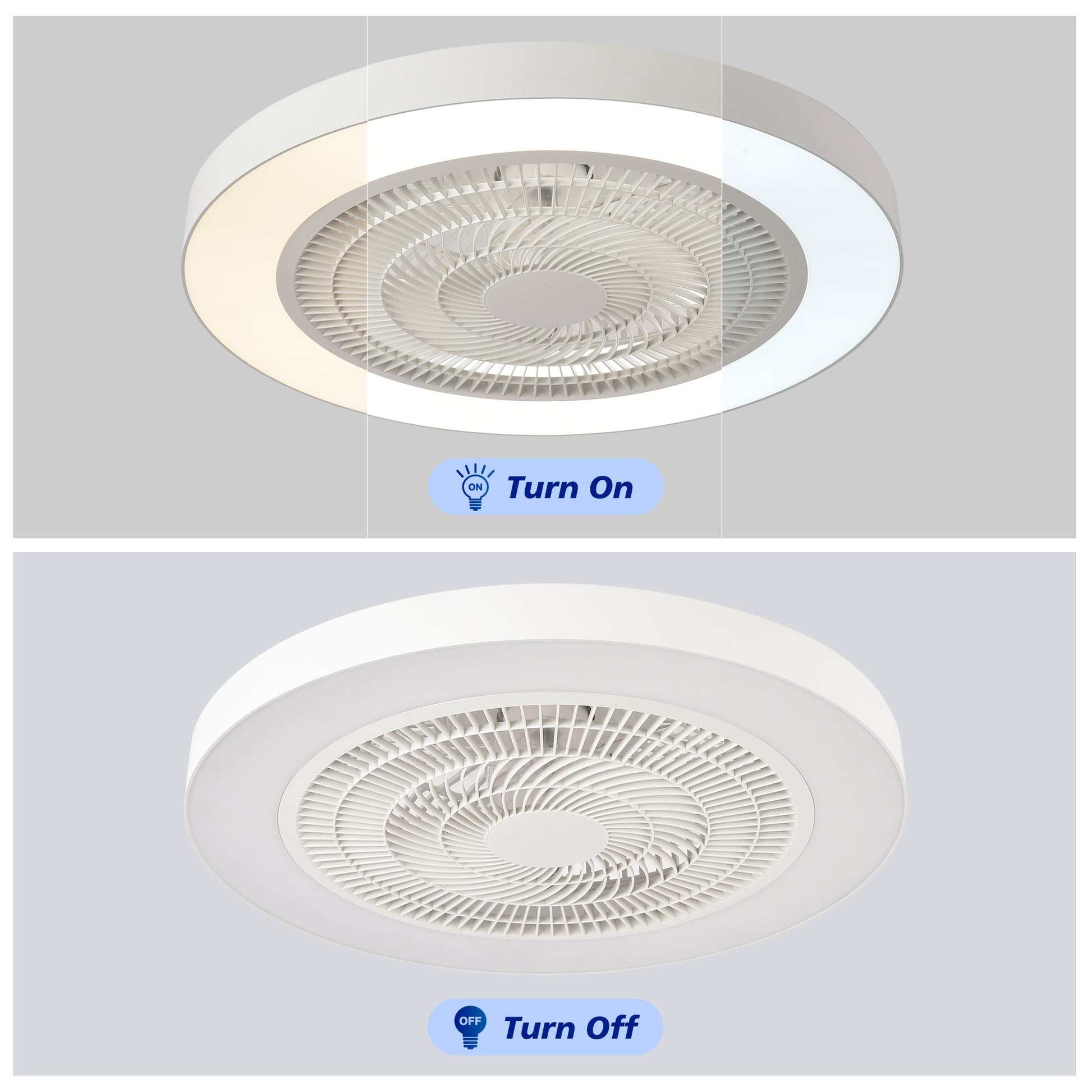 Matte White Flush Mount Ceiling Fan with Dimmable LED - view 9