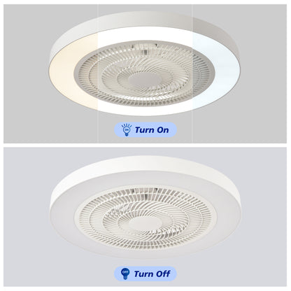Matte White Flush Mount Ceiling Fan with Dimmable LED - view 9