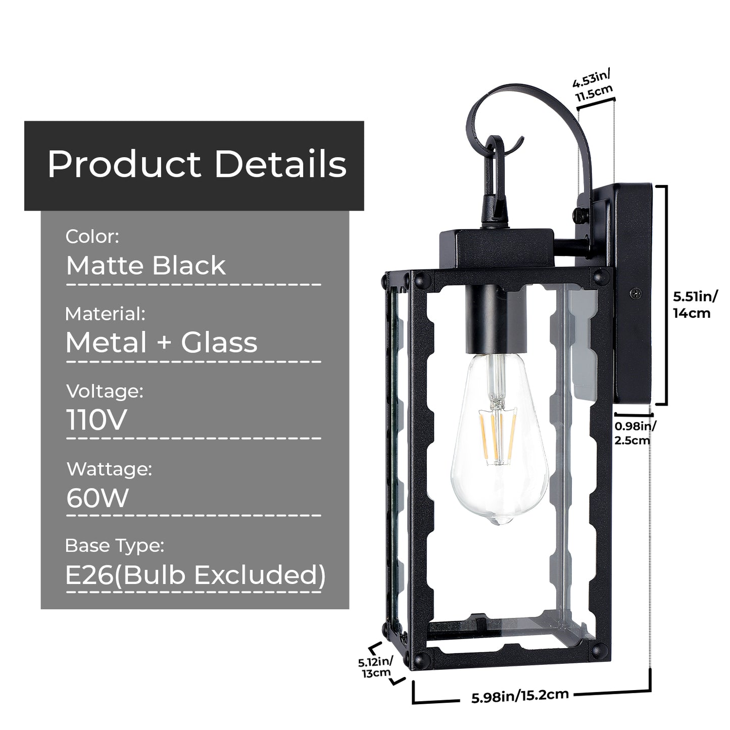 Matte Black Sawtooth Outdoor Wall Light with Clear Glass - view 8