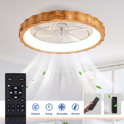 20" Plum Blossom Flush Mount Ceiling Fan with Dimmable LED - view 9