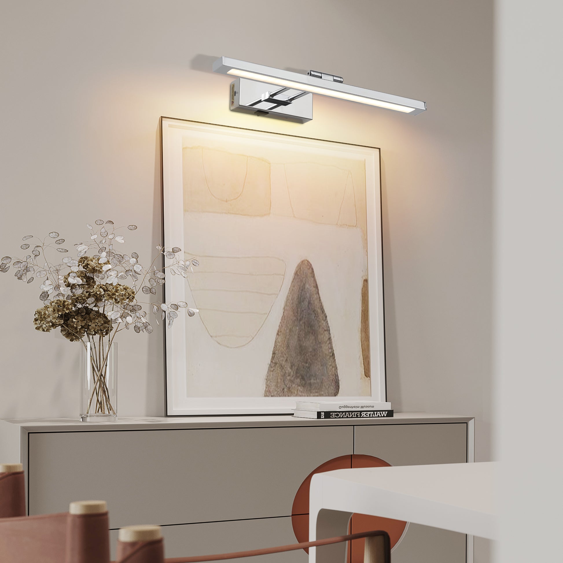 16" Chrome Wireless Picture Light with Remote