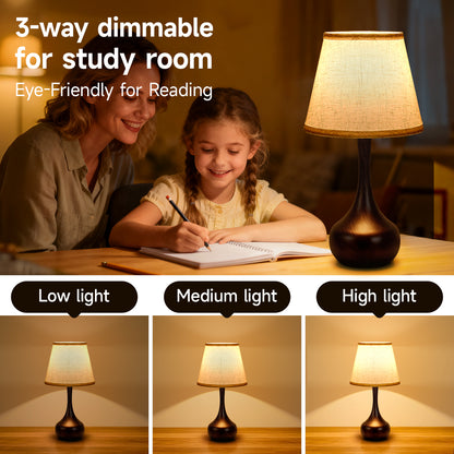 Black & Gold Touch Bedside Table Lamp, Set of 2 - view 7