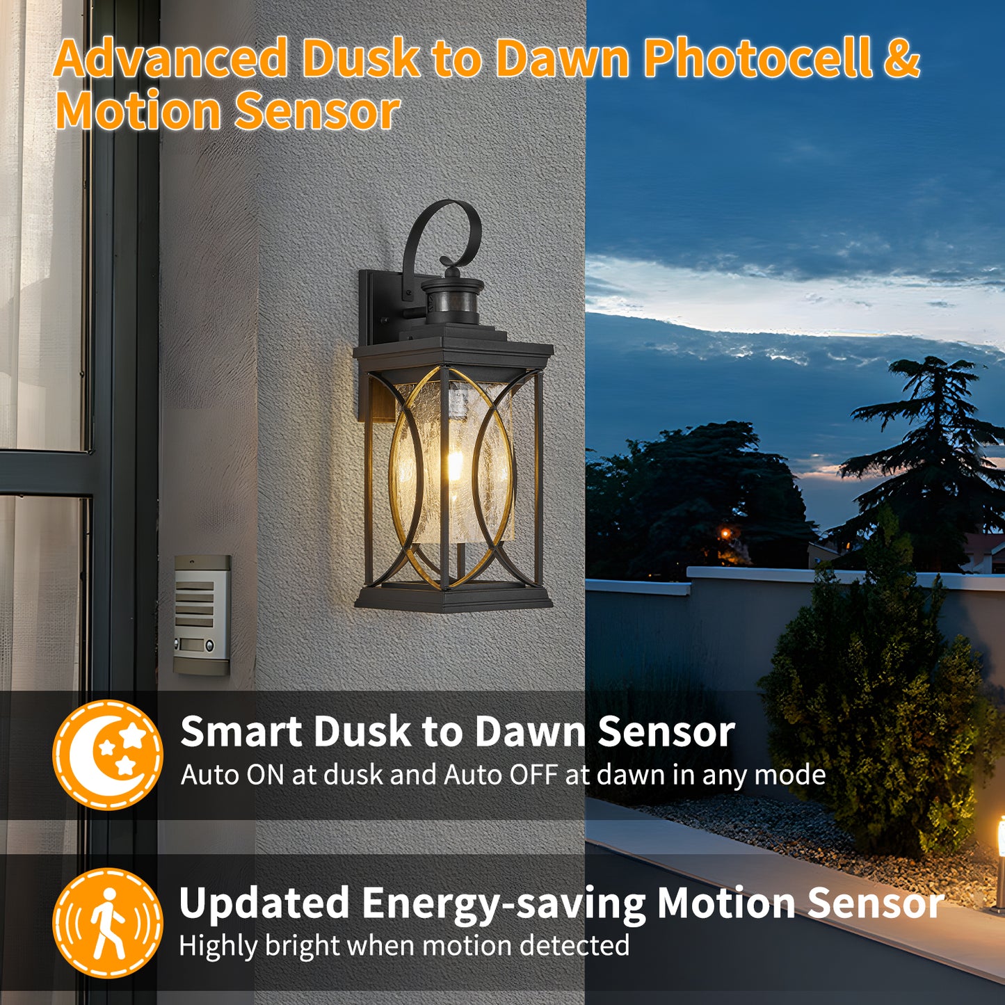 Black Motion Sensor Outdoor Wall Light - view 6