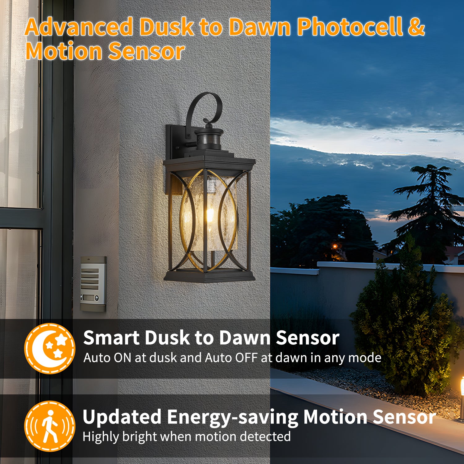 Black Motion Sensor Outdoor Wall Light - view 6