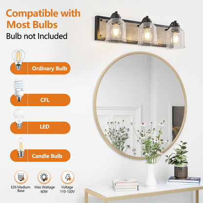 23" 3-Light Farmhouse Vanity Light with Seeded Glass - view 8