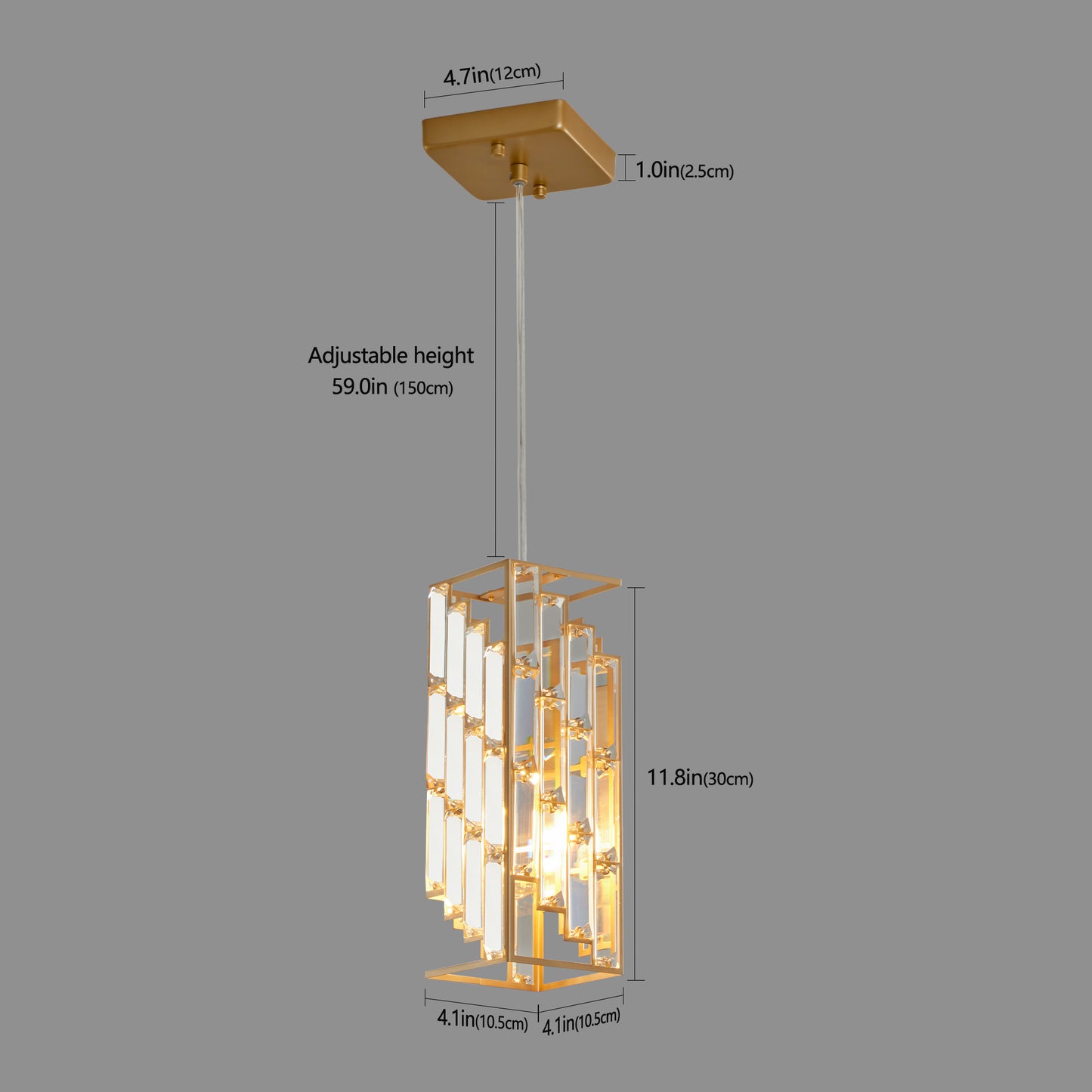 4" Gold Crystal Prism Pendant Light, Set of 3 - view 7