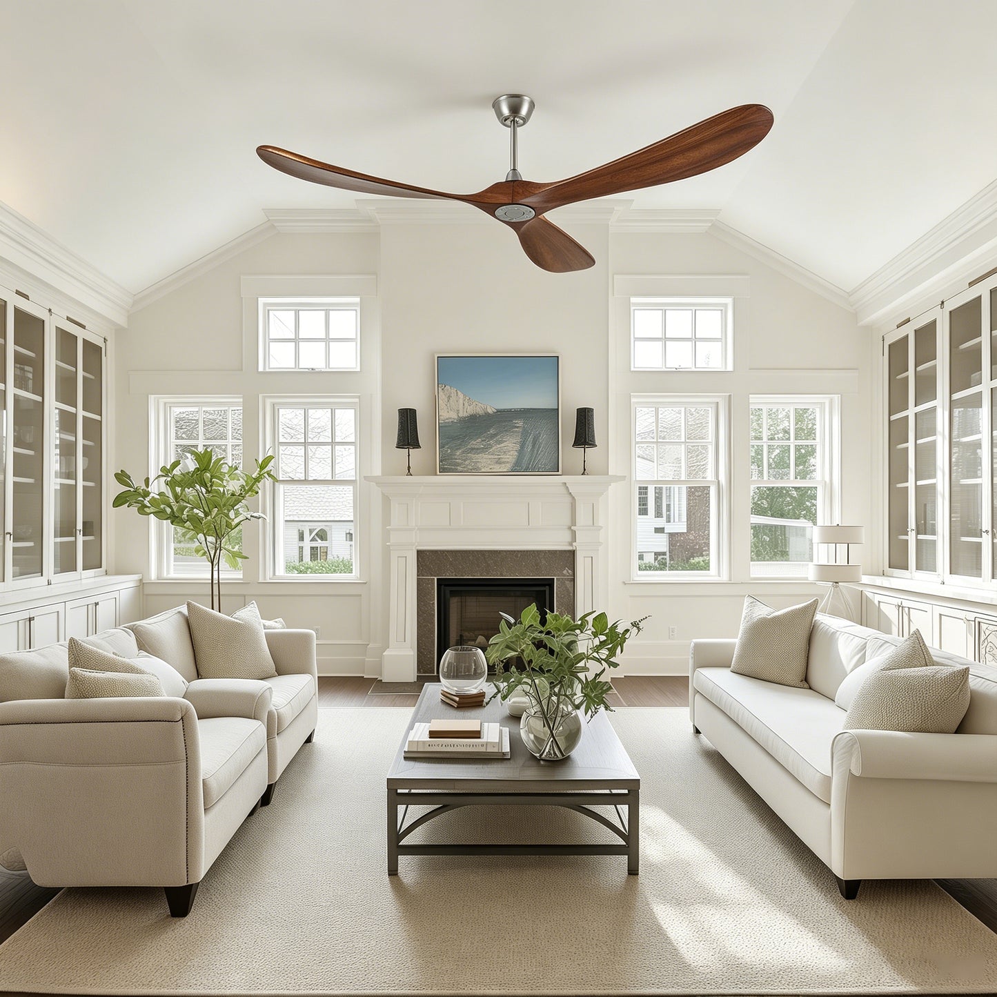 72" Walnut Solid Wood Ceiling Fan with Remote - view 7