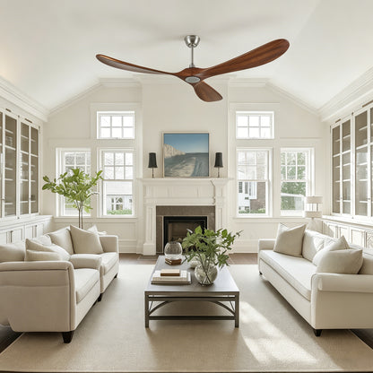 72" Walnut Solid Wood Ceiling Fan with Remote - view 7