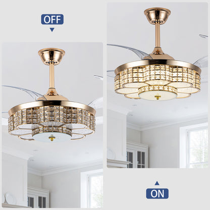 48" Gold Retractable Blade Ceiling Fan with Light & Remote - view 9