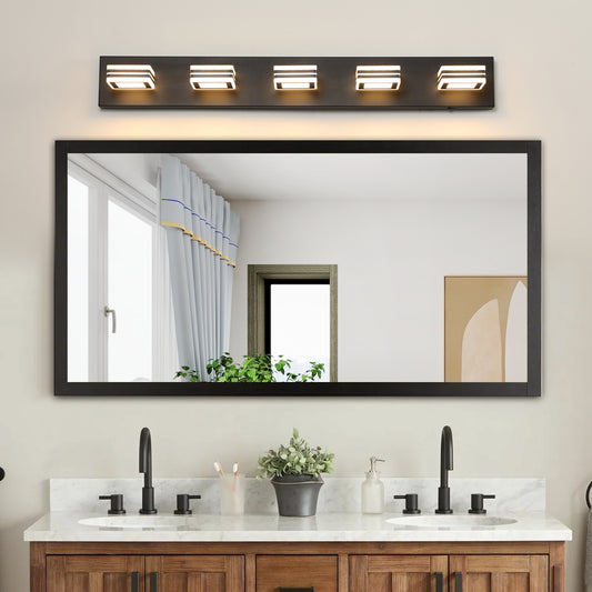 34" 5-Light Modern Black LED Vanity Light