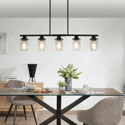 37" 5-Light Matte Black Industrial Chandelier - view 4