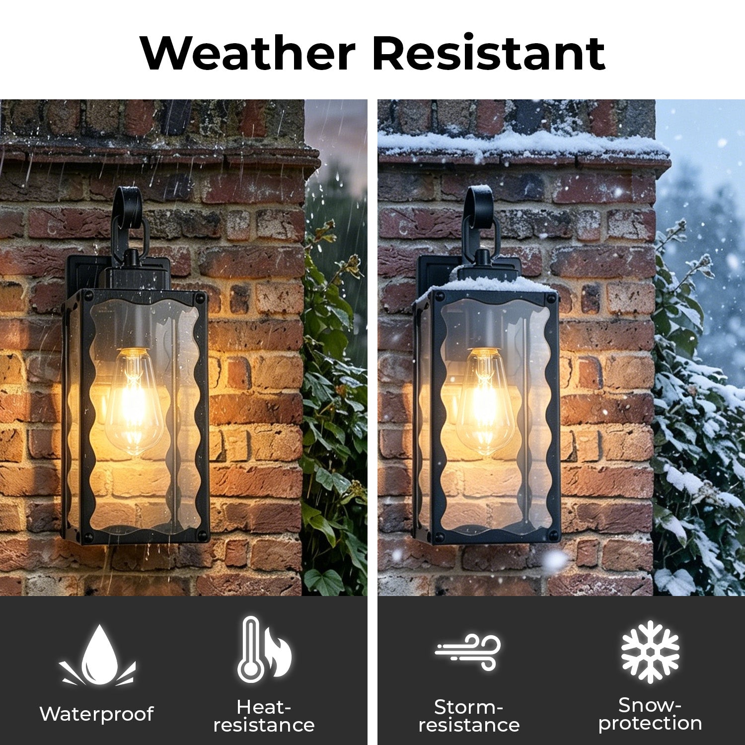 Matte Black Wavy Outdoor Wall Light with Clear Glass - view 5