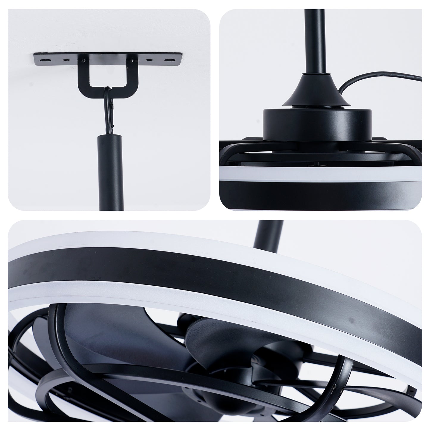 Matte Black Indoor Outdoor Ceiling Fan with Dimmable LED - view 15