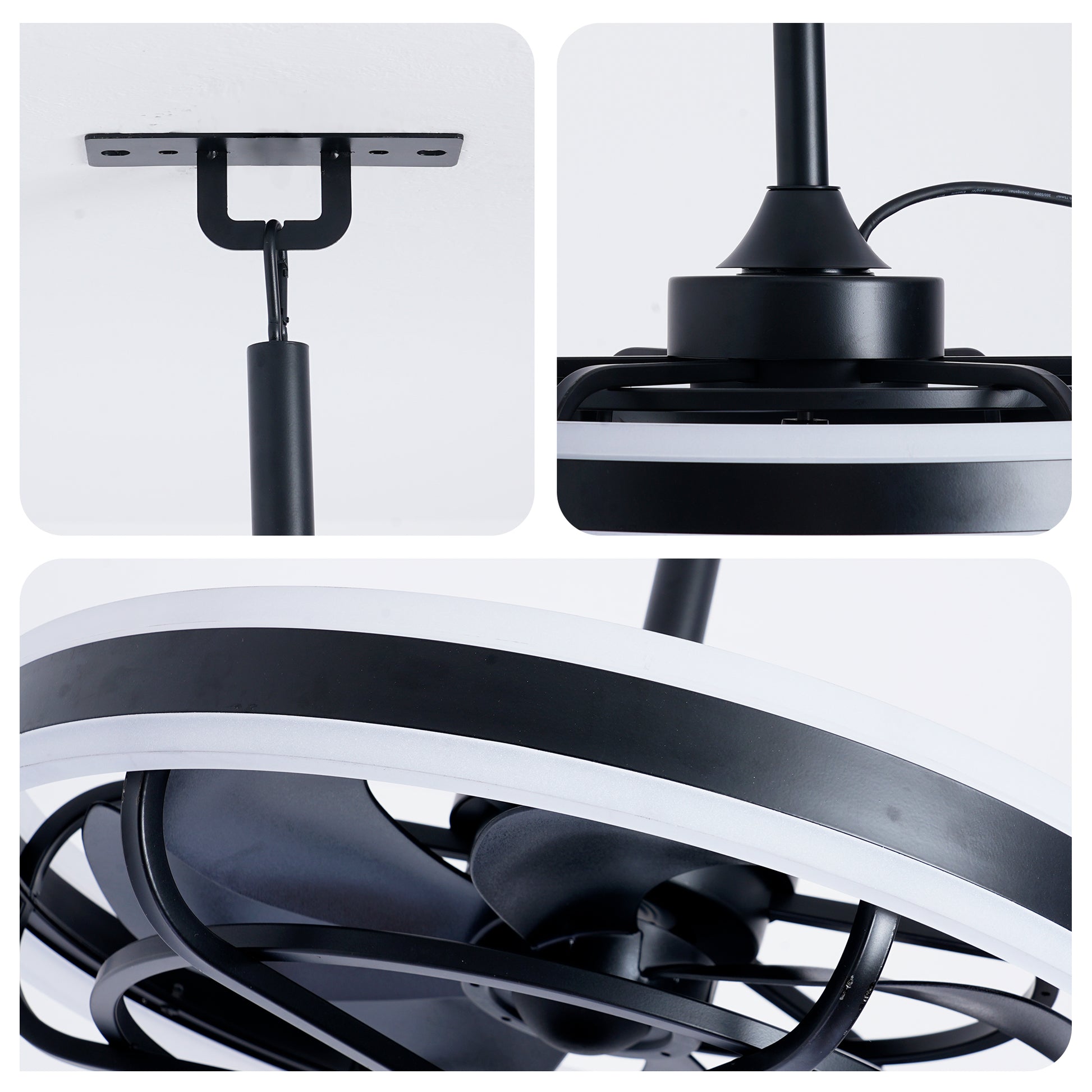 Matte Black Indoor Outdoor Ceiling Fan with Dimmable LED - view 15