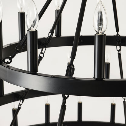 3-Tier Wagon Wheel Farmhouse Chandelier, 54-Light - view 12